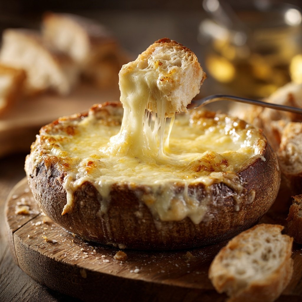 Fondue with Swiss Cheese and Garlic