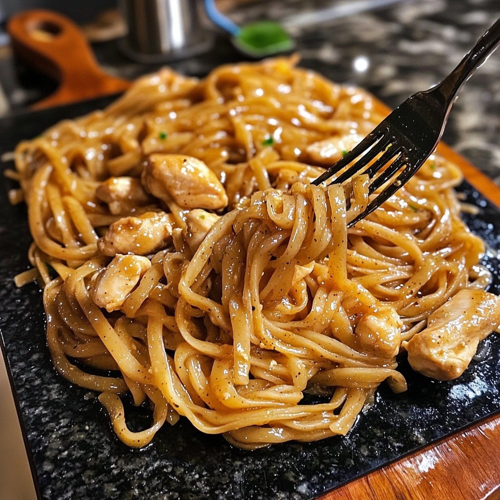 Sticky Garlic Chicken Noodles