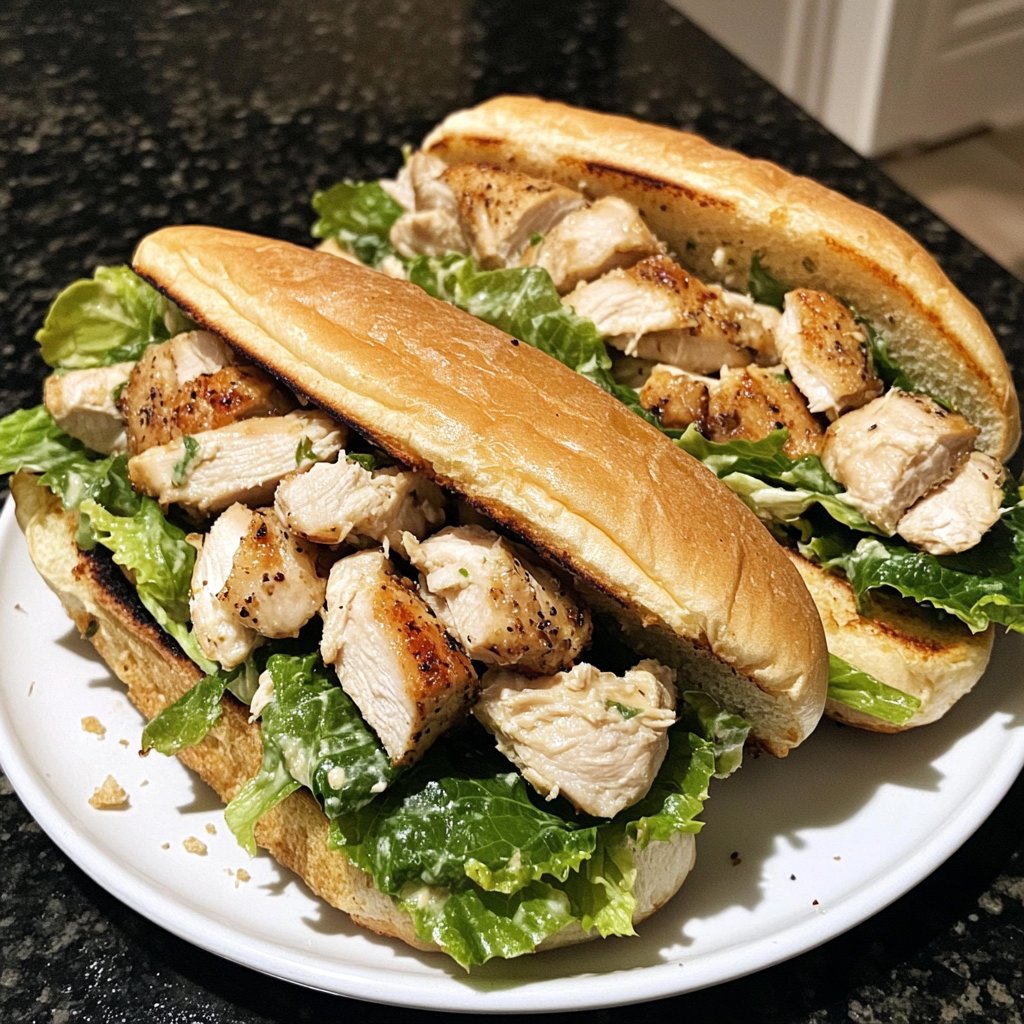 Easy Slow Cooker Chicken Caesar Sandwiches