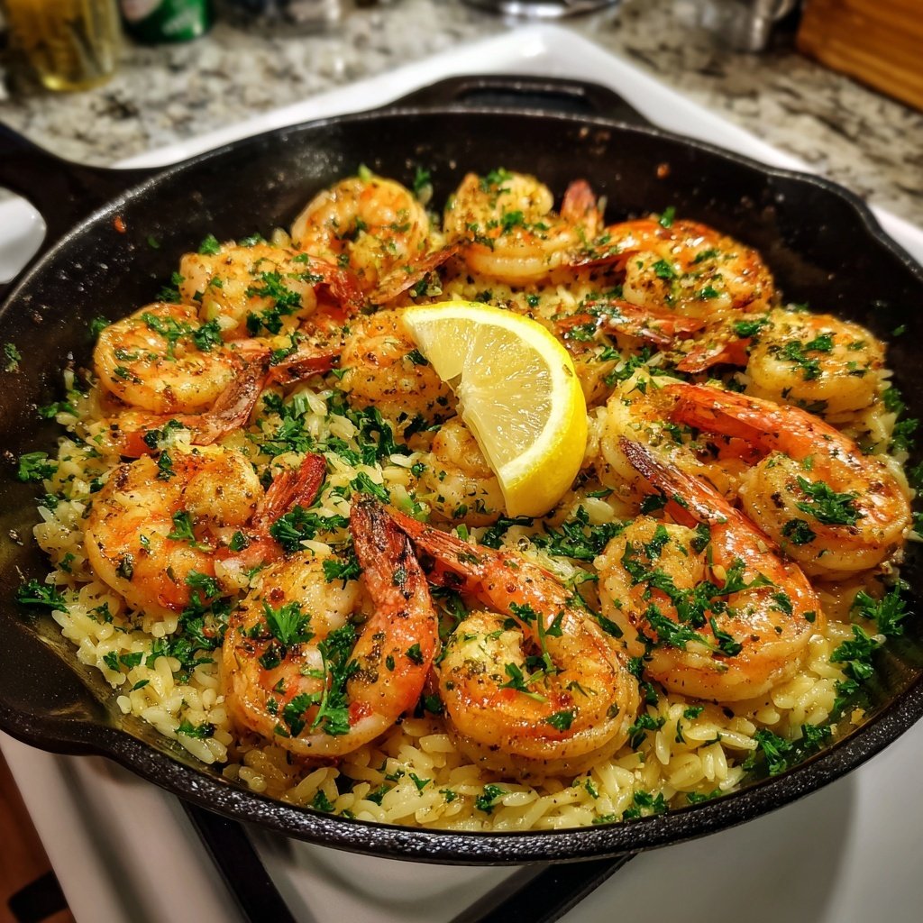 Garlic Butter Shrimp With Orzo