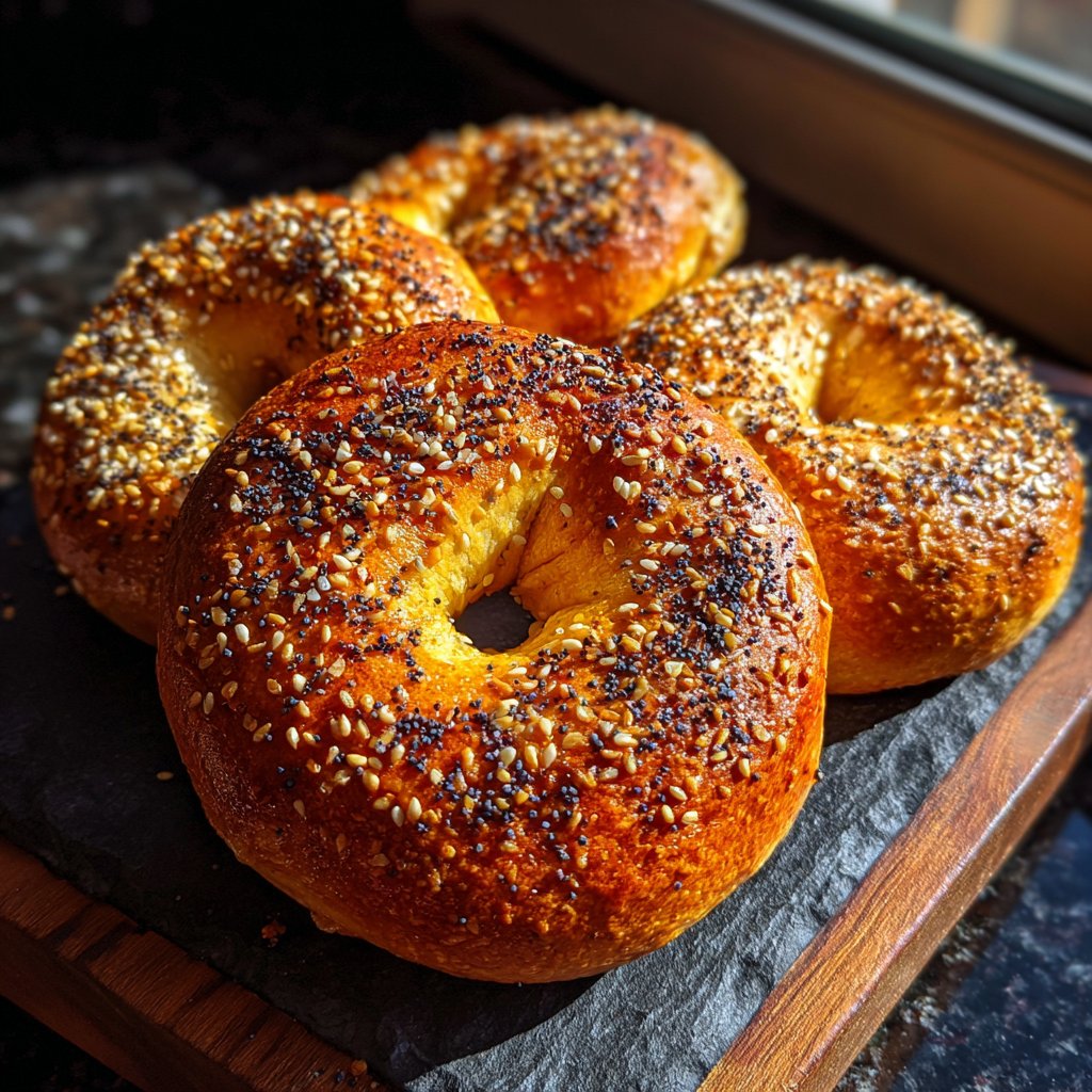 High Protein Bagels With Egg Wash Shine
