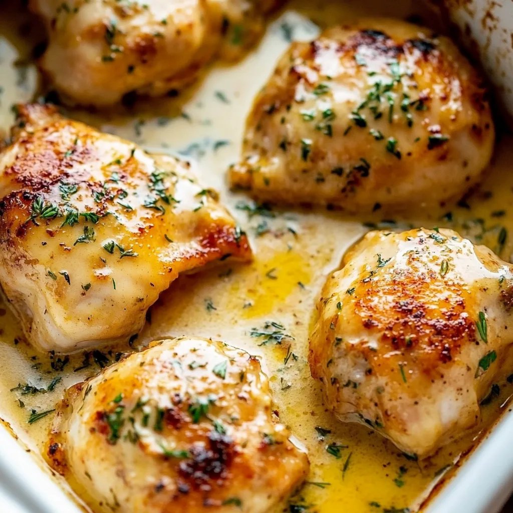Creamy Oven Baked Chicken Thighs