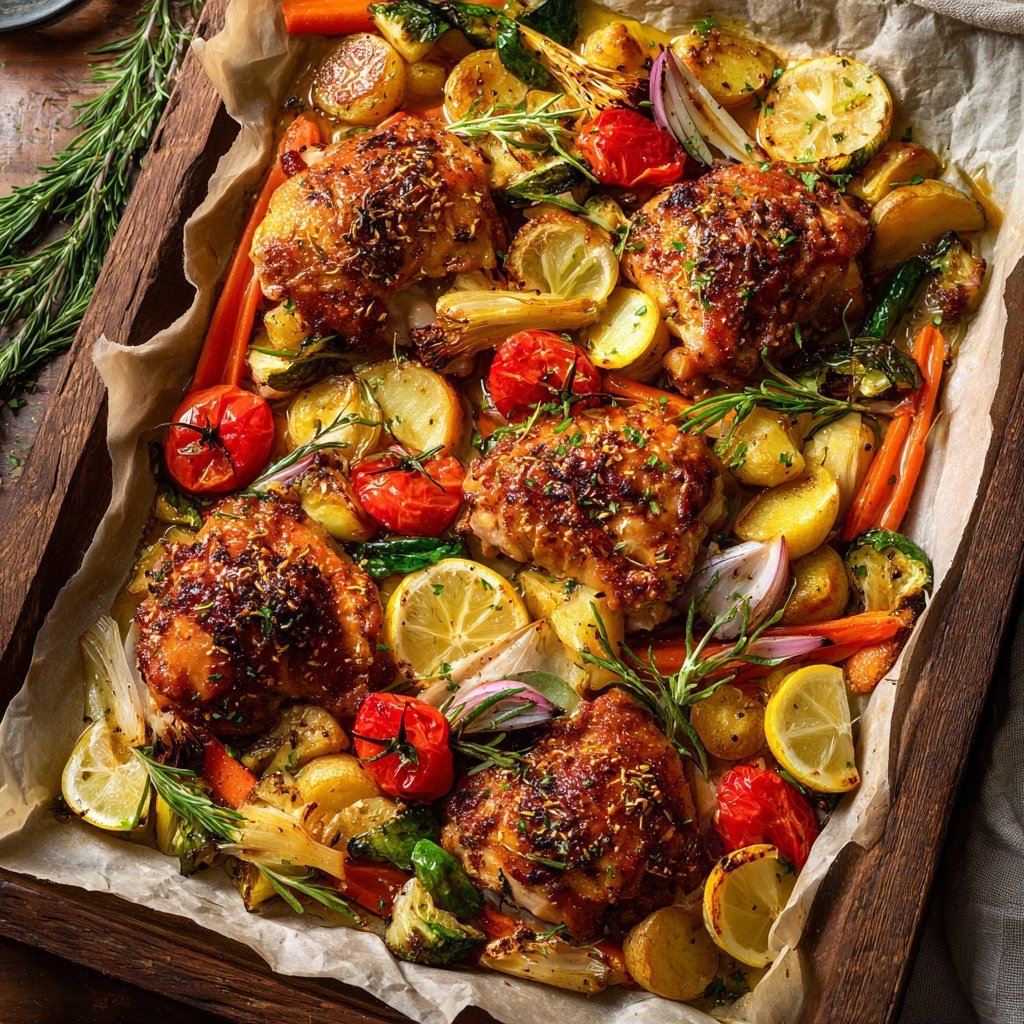 Healthy Sheet Pan Lemon Chicken Dinner
