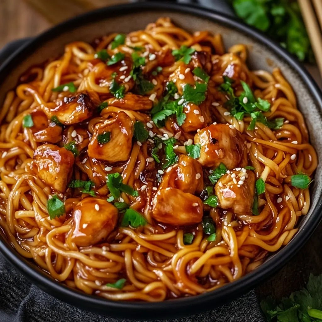 Sticky Garlic Chicken Noodles