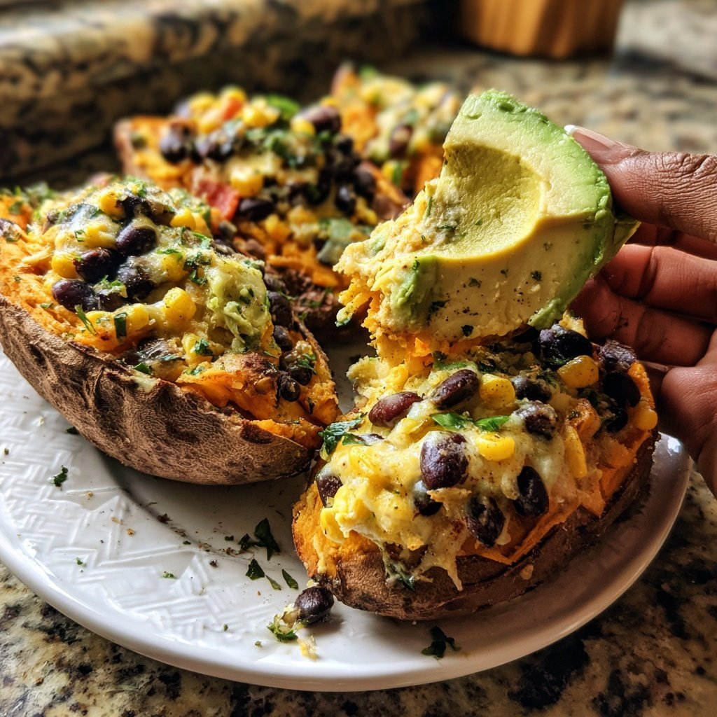 Baked Sweet Potato Veggie Boats