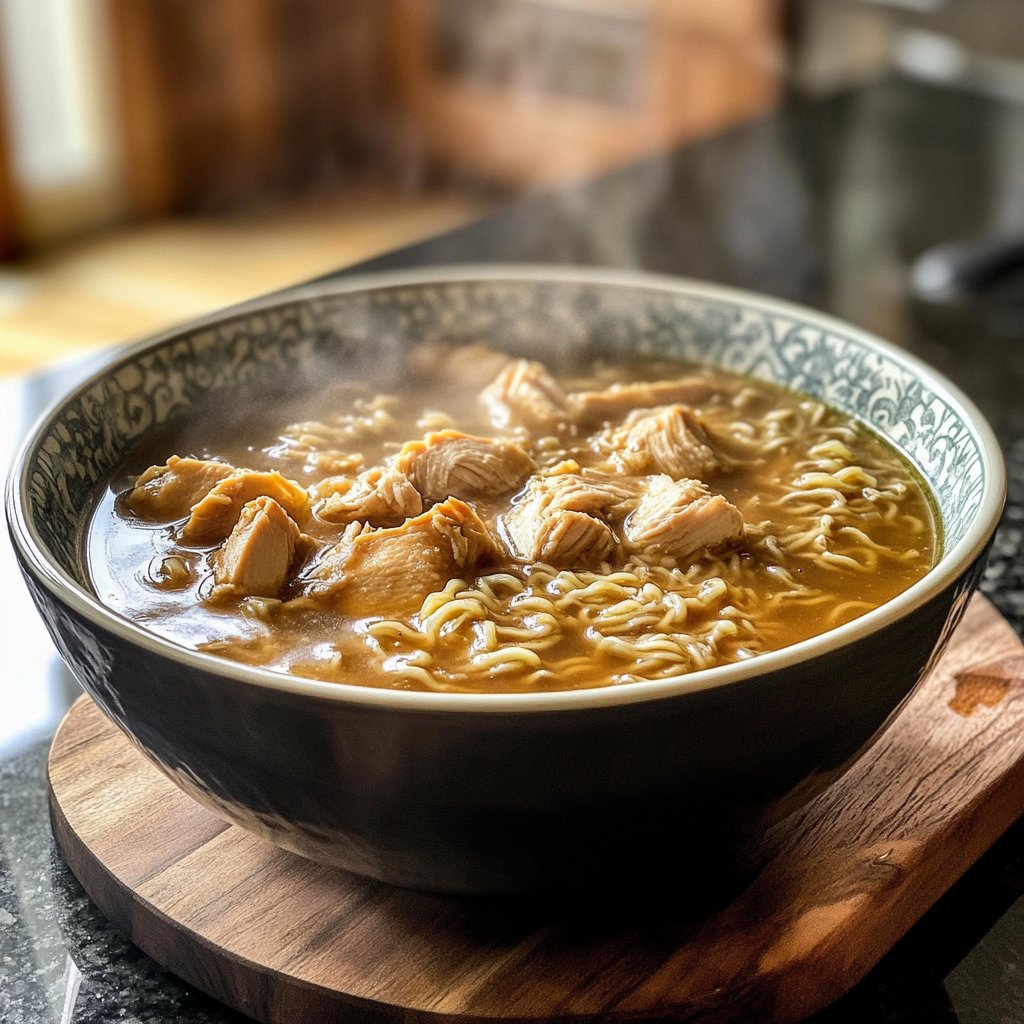 Set-It-and-Forget-It Slow Cooker Chicken Ramen-Inspired Soup